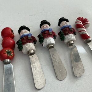 Vintage Set of 5 Butter/Cheese Spreaders Christmas Holiday Kitchen Dining